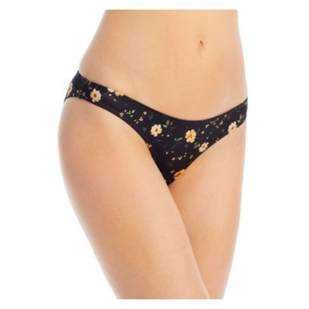 AQUA Women's Black Floral Kristopher Brock Bikini Swimwear Bottom M